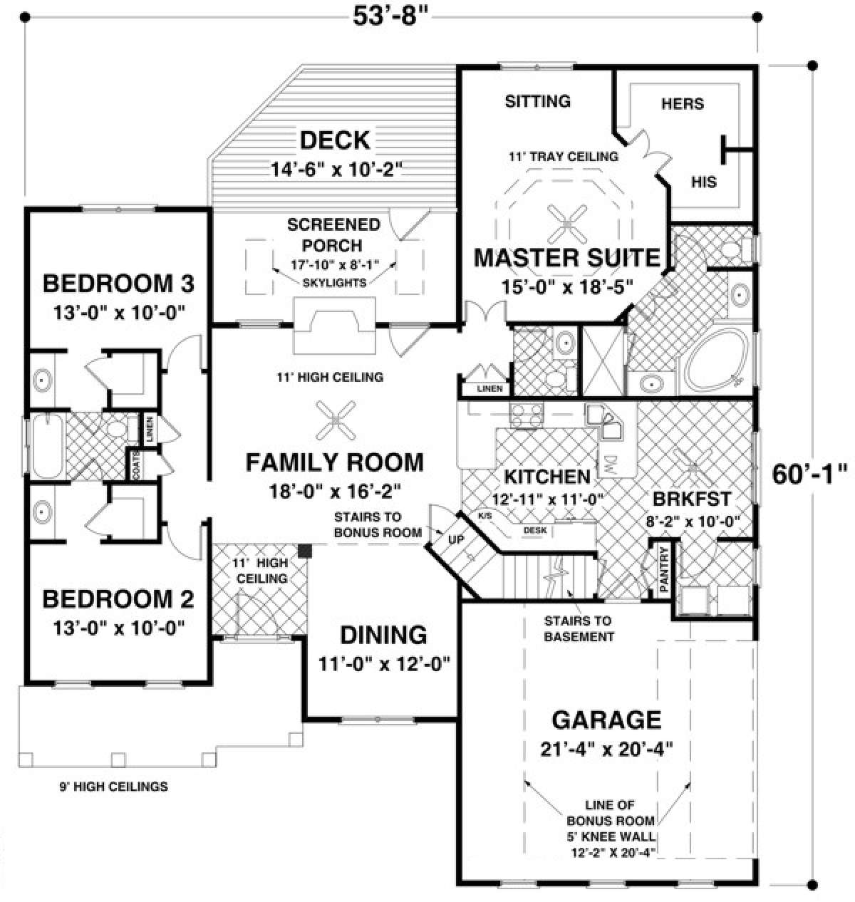 Main Floor Plan for House Plan #036-00206