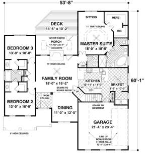 Main Floor Plan for House Plan #036-00206