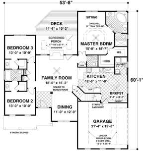 Main Floor Plan for House Plan #036-00208