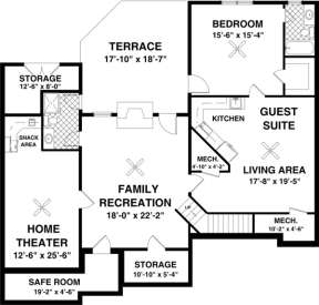 Basement Floor Plan for House Plan #036-00208