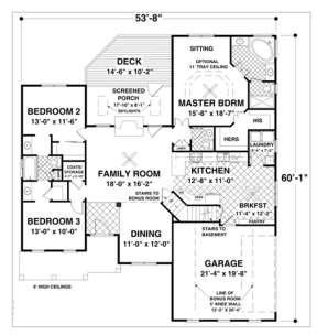 Main Floor Plan for House Plan #036-00209