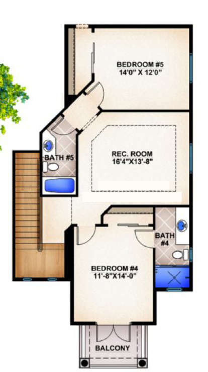 Upper Floor Plan for House Plan #207-00012