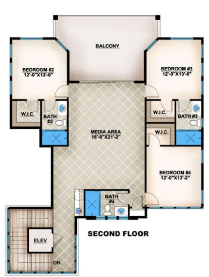 Upper Floor Plan for House Plan #207-00013