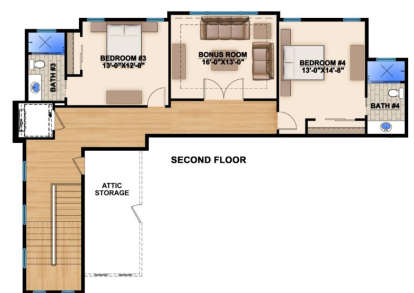 Upper Floor Plan for House Plan #207-00014