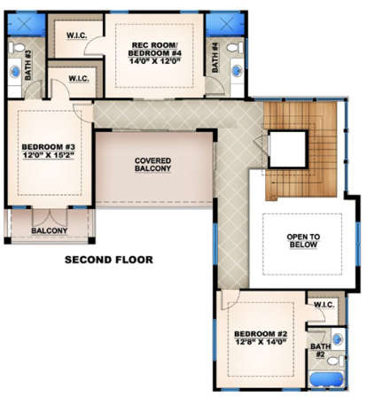Upper Floor Plan for House Plan #207-00015