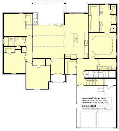 Main Floor w/ Basement Stairs Location for House Plan #041-00125