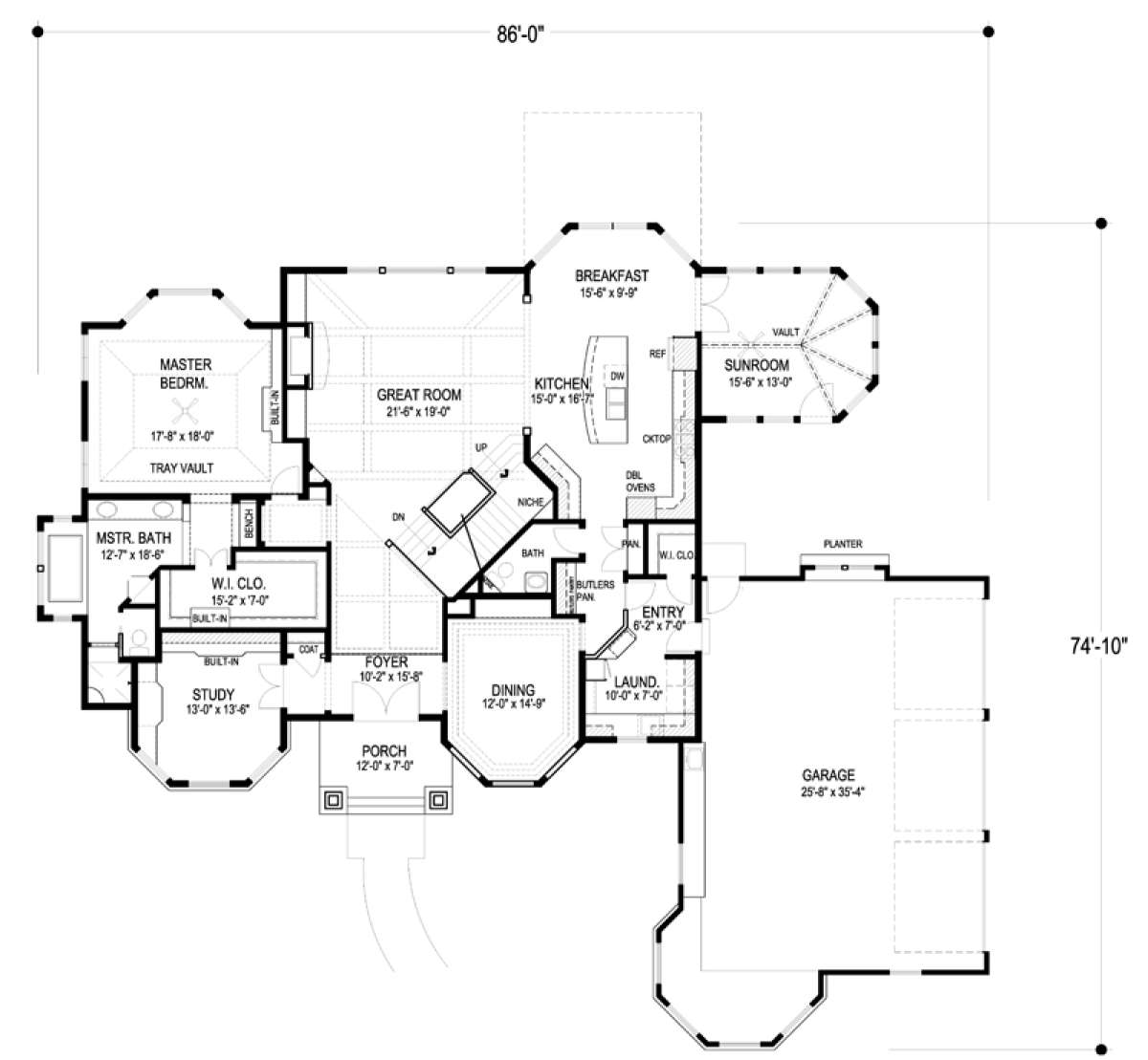 Main Floor Plan for House Plan #036-00210