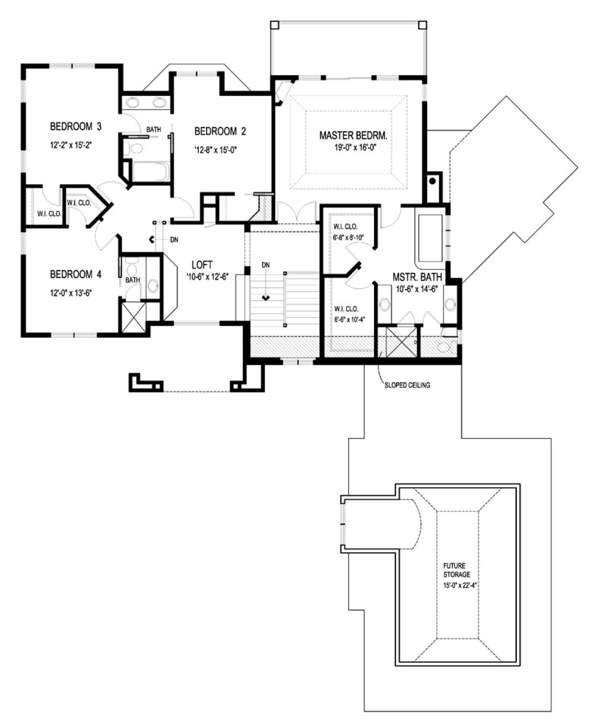 Upper Floor Plan for House Plan #036-00212