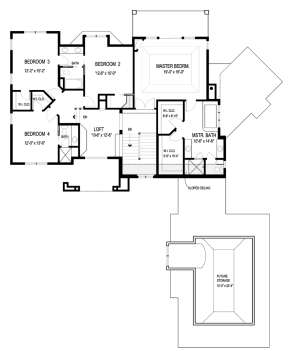 Upper Floor Plan for House Plan #036-00212