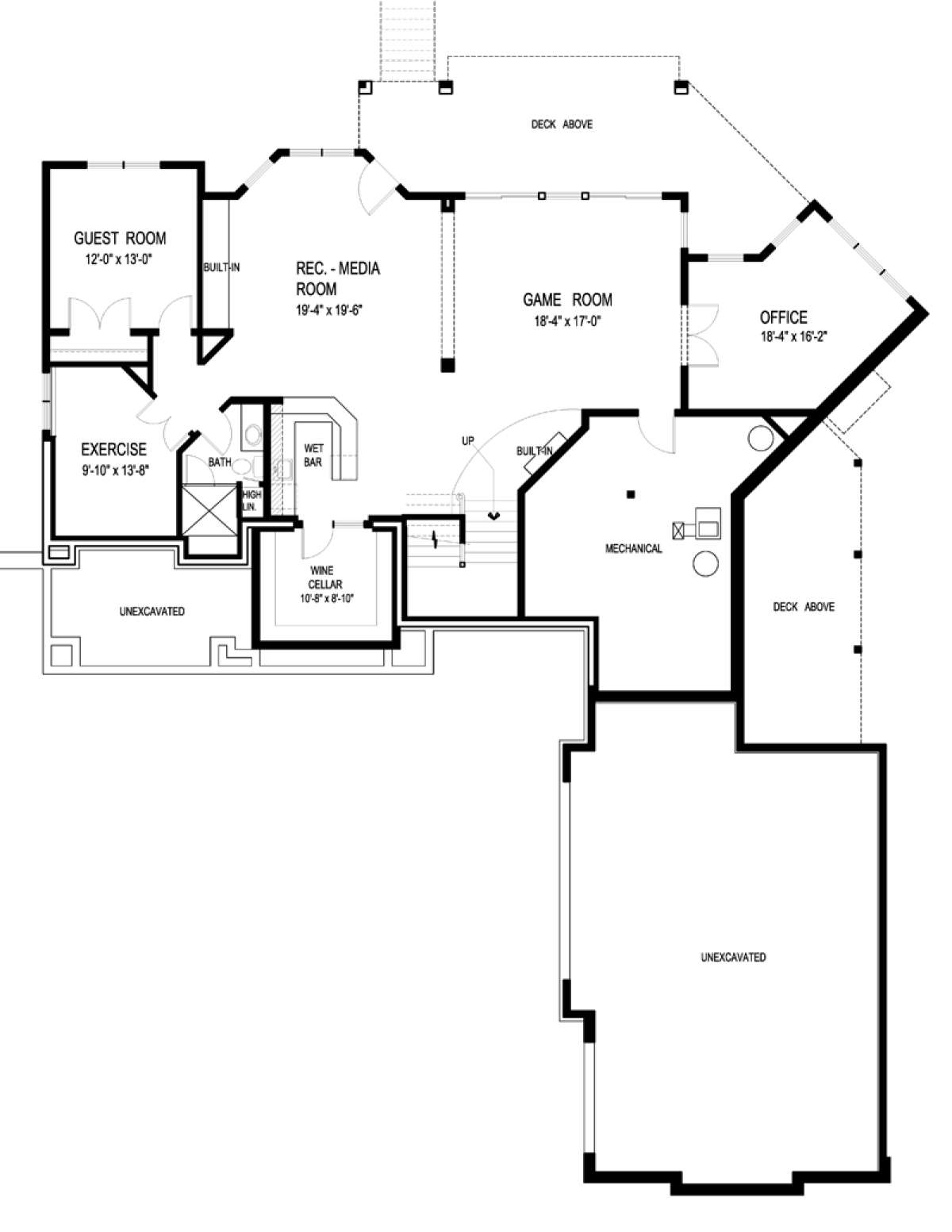 Basement Floor Plan for House Plan #036-00212