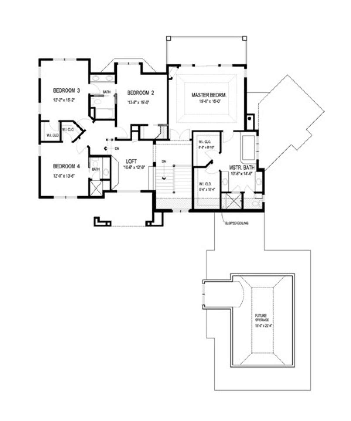Upper Floor Plan for House Plan #036-00213