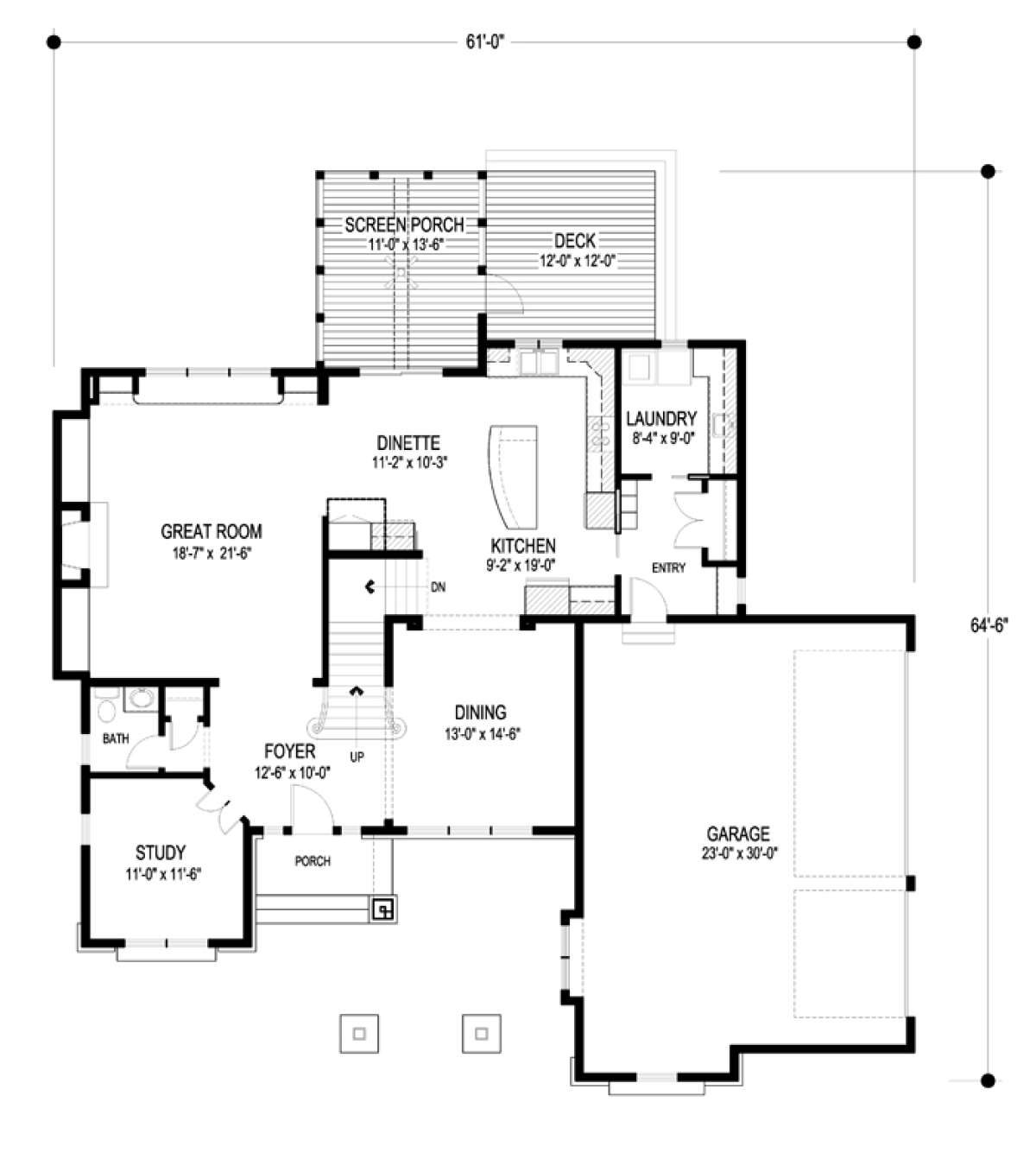 Main Floor Plan for House Plan #036-00217
