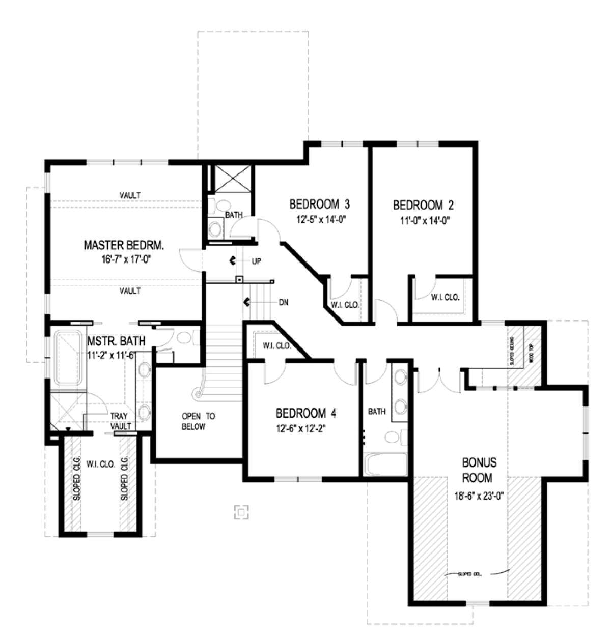 Upper Floor Plan for House Plan #036-00217