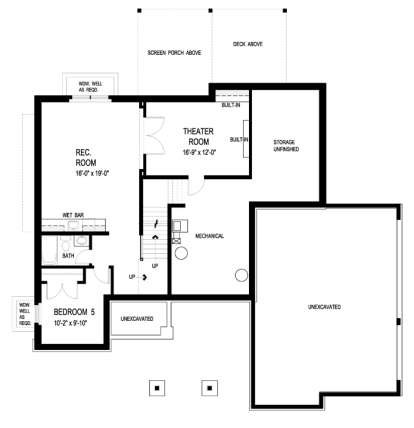 Basement Floor Plan for House Plan #036-00217