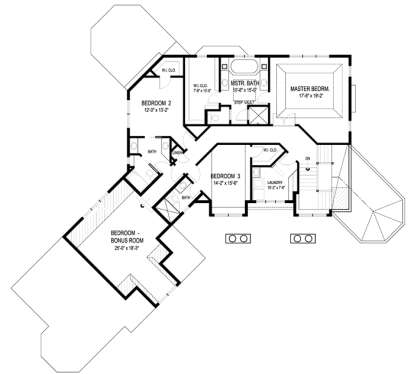 Upper Floor Plan for House Plan #036-00219