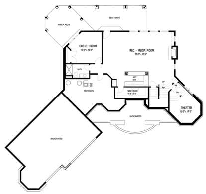 Basement Floor Plan for House Plan #036-00219
