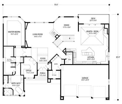 Main Floor Plan for House Plan #036-00220