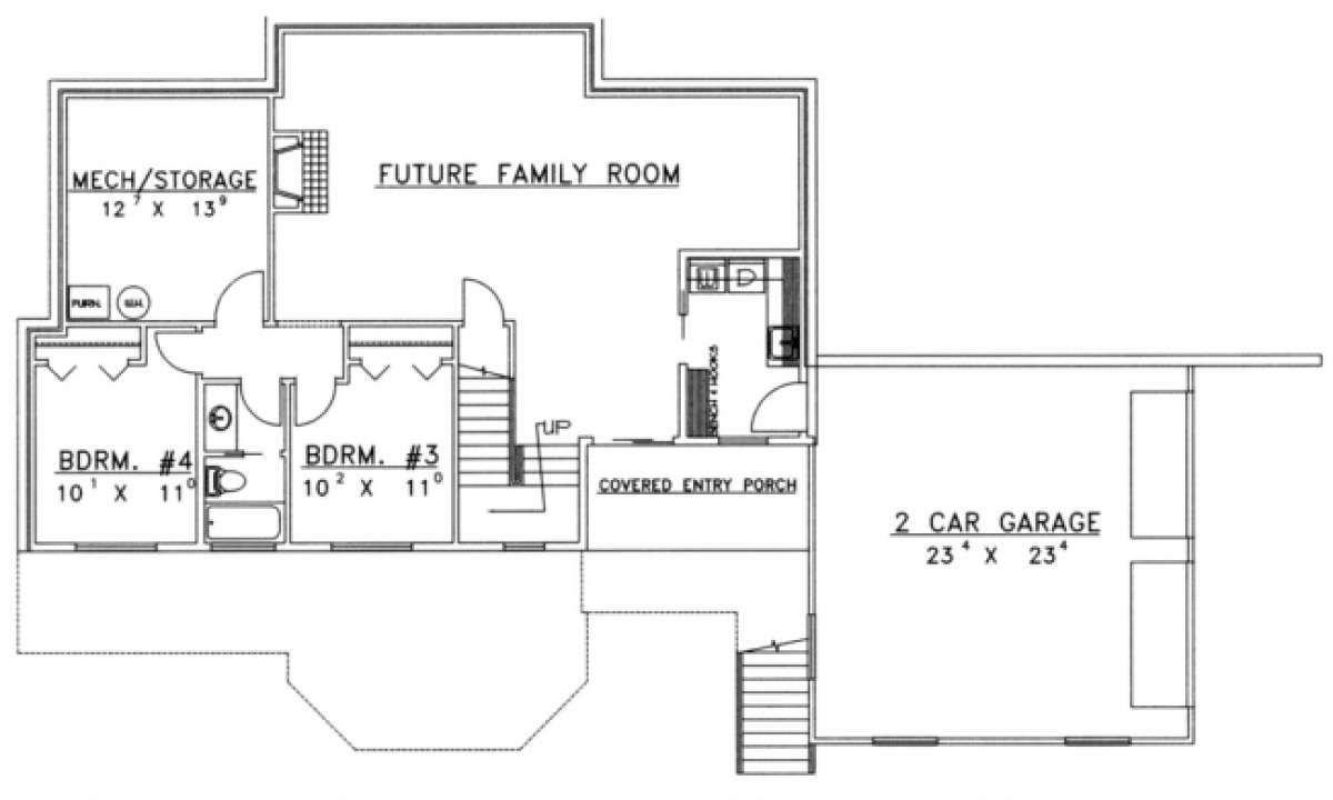 Basement Floor for House Plan #039-00366