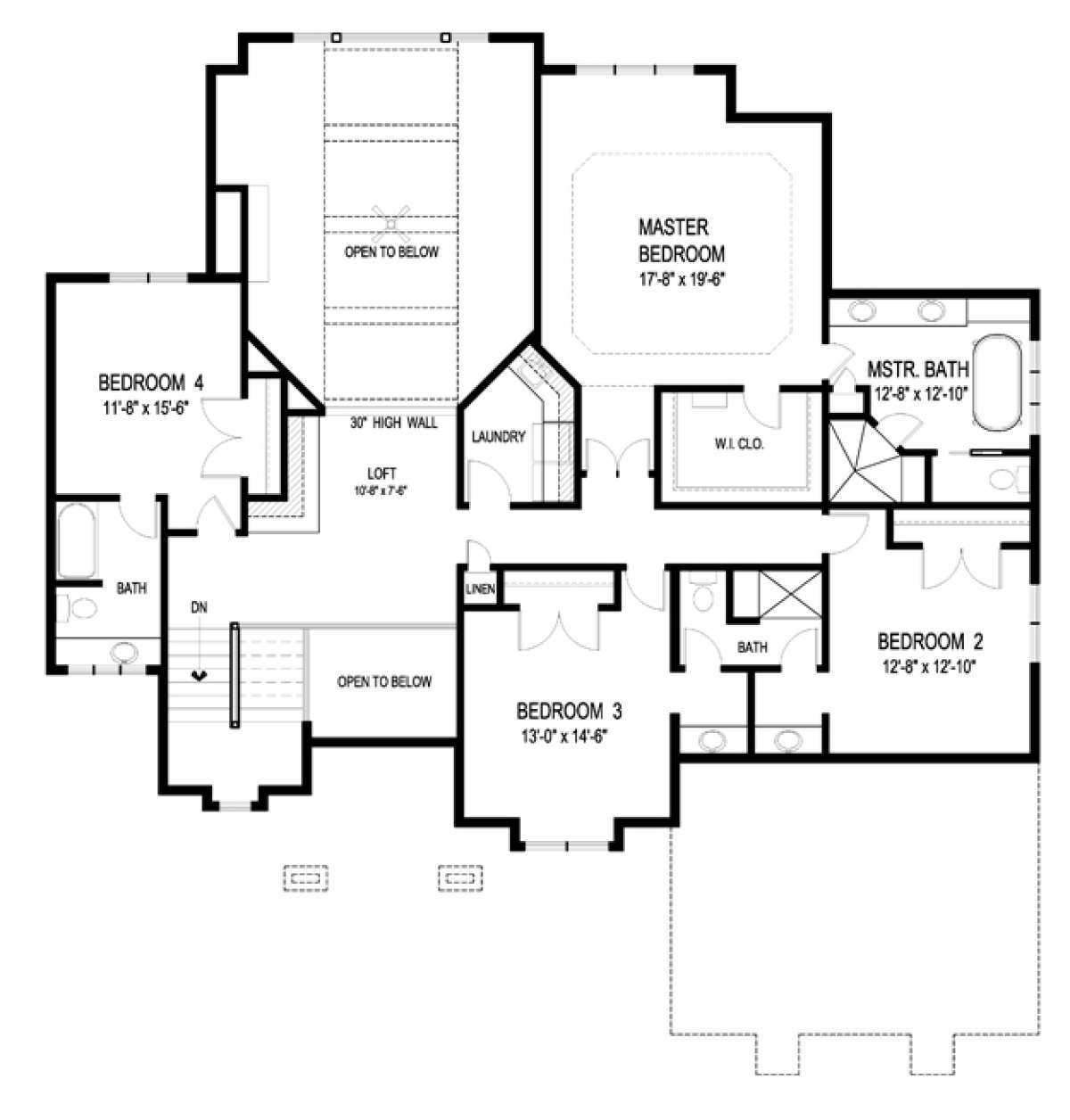 Upper Floor Plan for House Plan #036-00222
