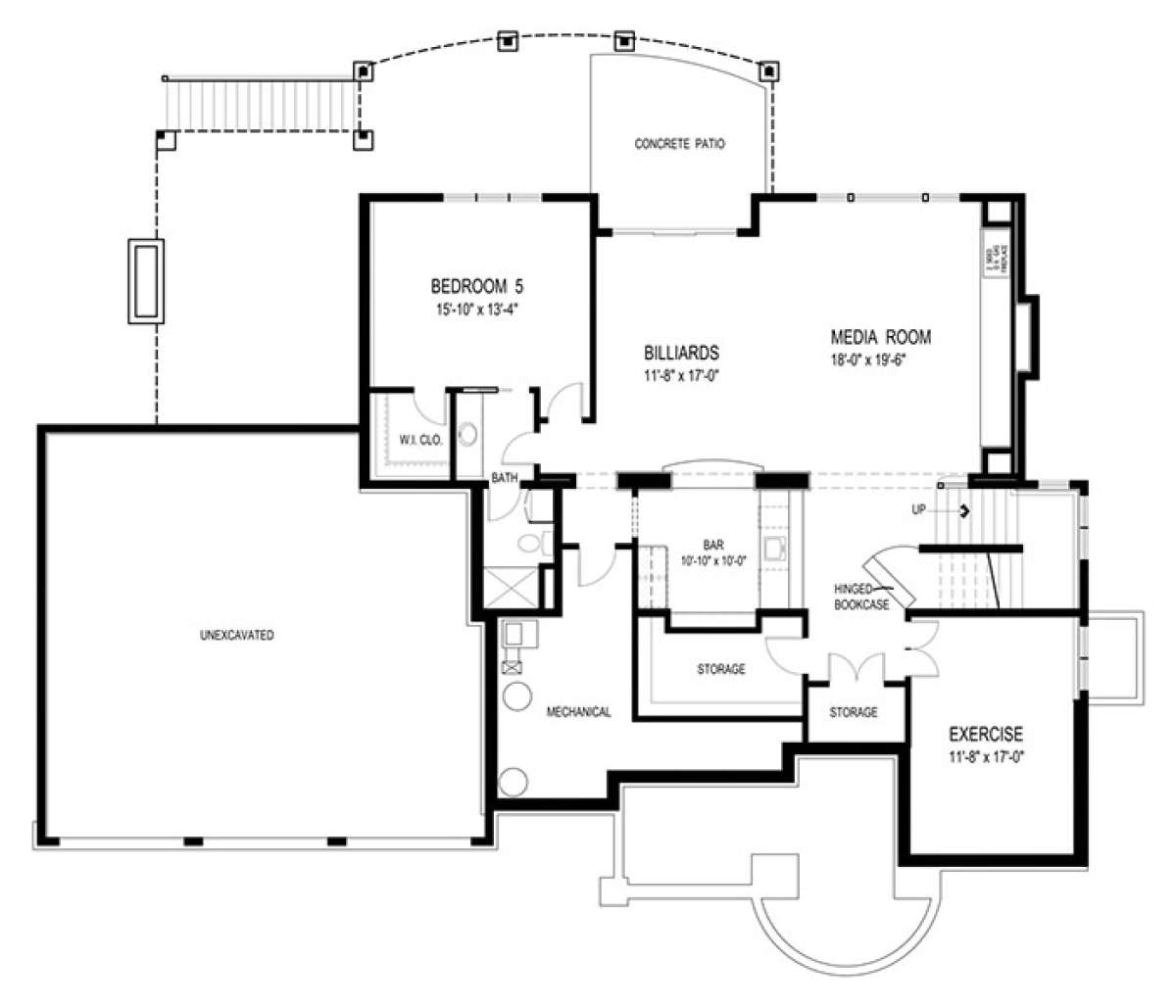 Basement Floor Plan for House Plan #036-00223