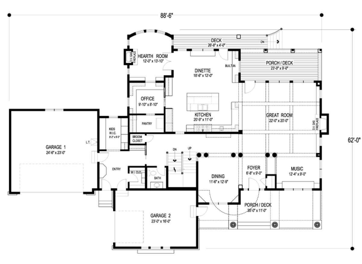 Main Floor Plan for House Plan #036-00224