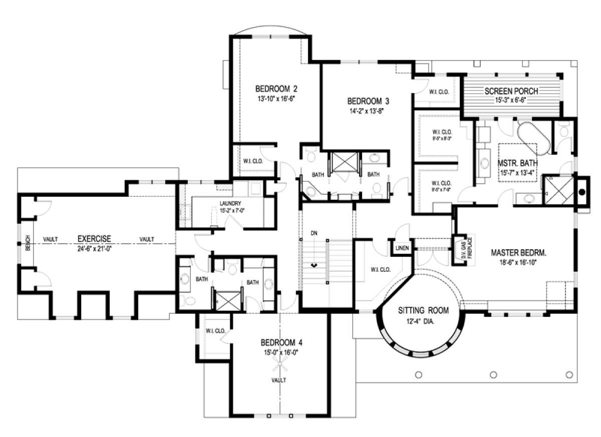 Upper Floor Plan for House Plan #036-00224