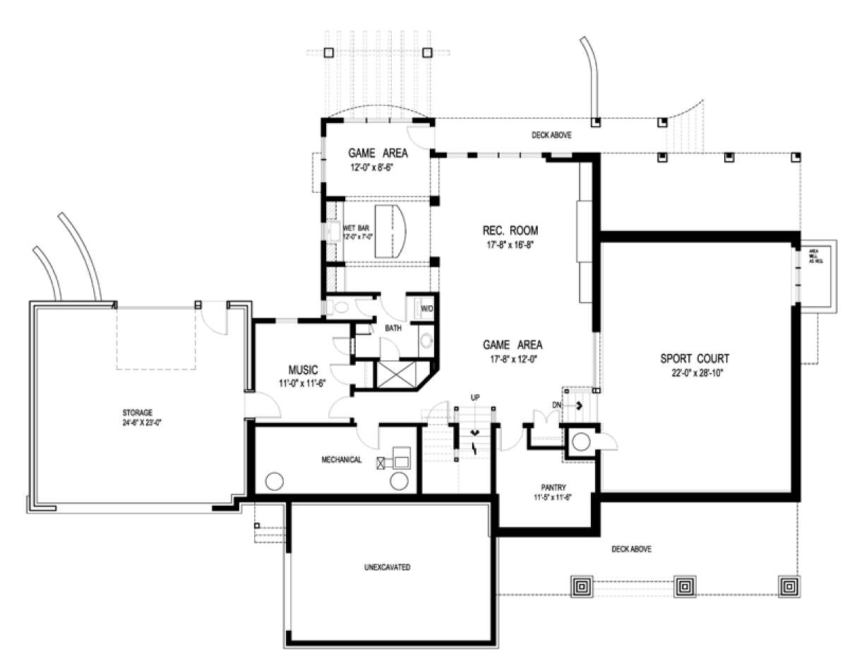 Basement Floor Plan for House Plan #036-00224
