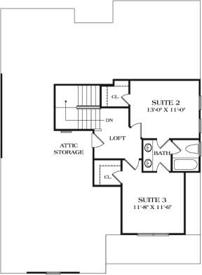 Upper Floor Plan for House Plan #3323-00596