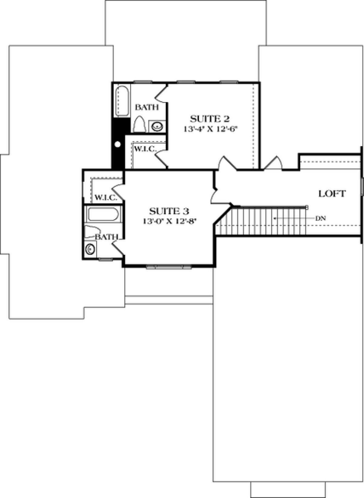 Upper Floor Plan for House Plan #3323-00607