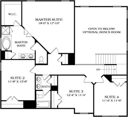Upper Floor Plan for House Plan #3323-00611