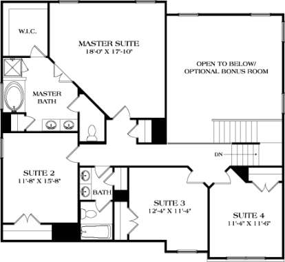Upper Floor Plan for House Plan #3323-00612