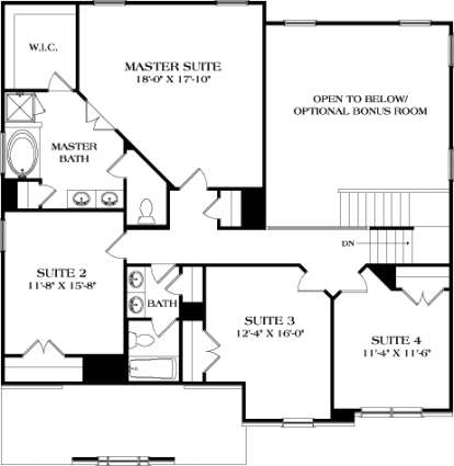 Upper Floor Plan for House Plan #3323-00613
