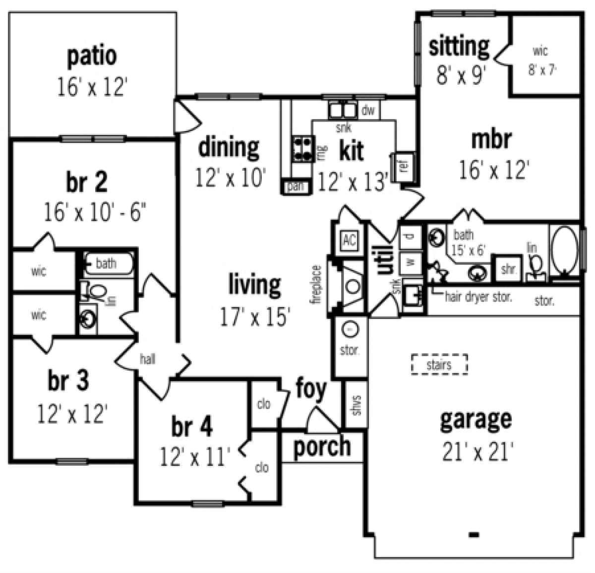 Floorplan 1 for House Plan #048-00082