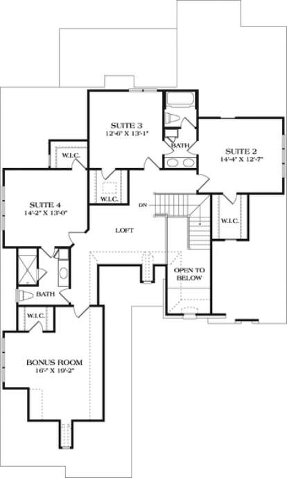 Upper Floor Plan for House Plan #3323-00619