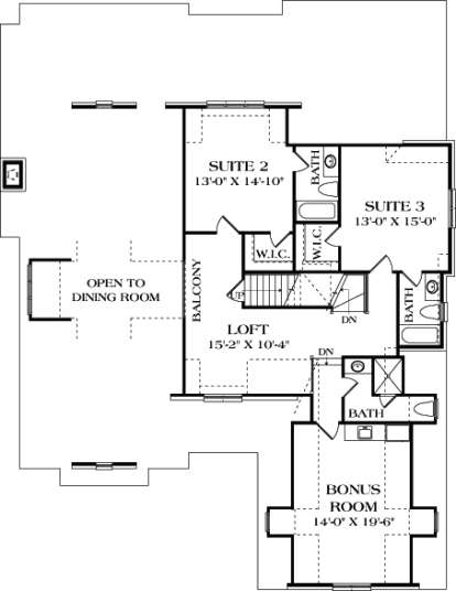 Upper Floor Plan for House Plan #3323-00620
