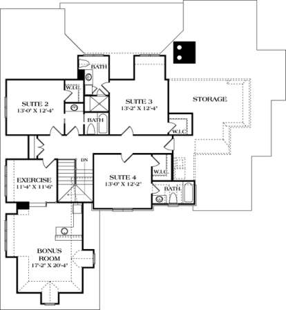 Upper Floor Plan for House Plan #3323-00623