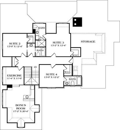 Upper Floor Plan for House Plan #3323-00623