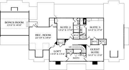 Upper Floor Plan for House Plan #3323-00642