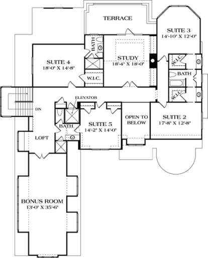 Upper Floor Plan for House Plan #3323-00643