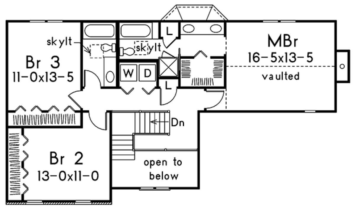 Upper Floor Plan for House Plan #5633-00228