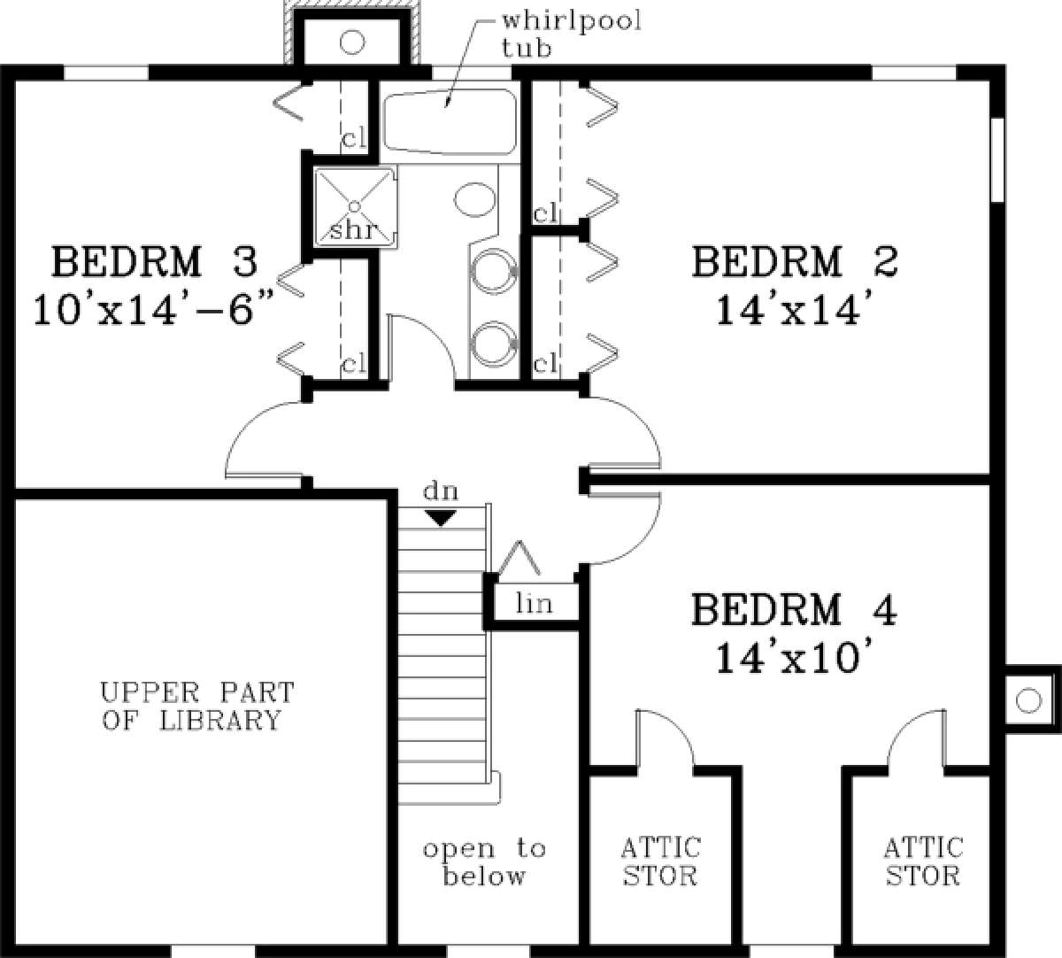 Upper Floor for House Plan #033-00015