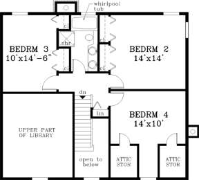 Upper Floor for House Plan #033-00015