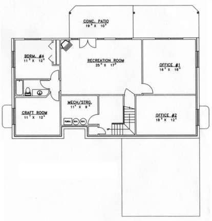 Basement Floor for House Plan #039-00374