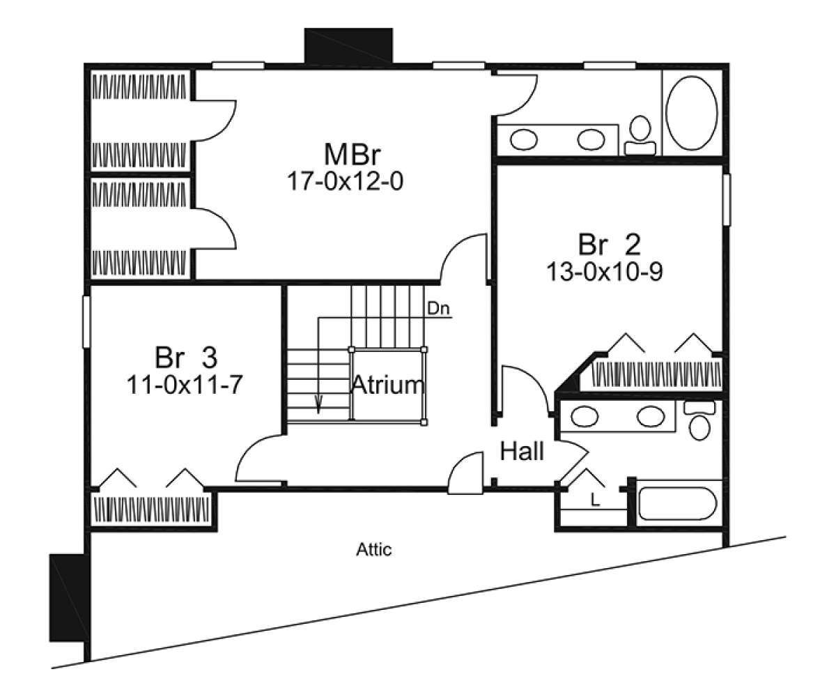 Upper Floor Plan for House Plan #5633-00256