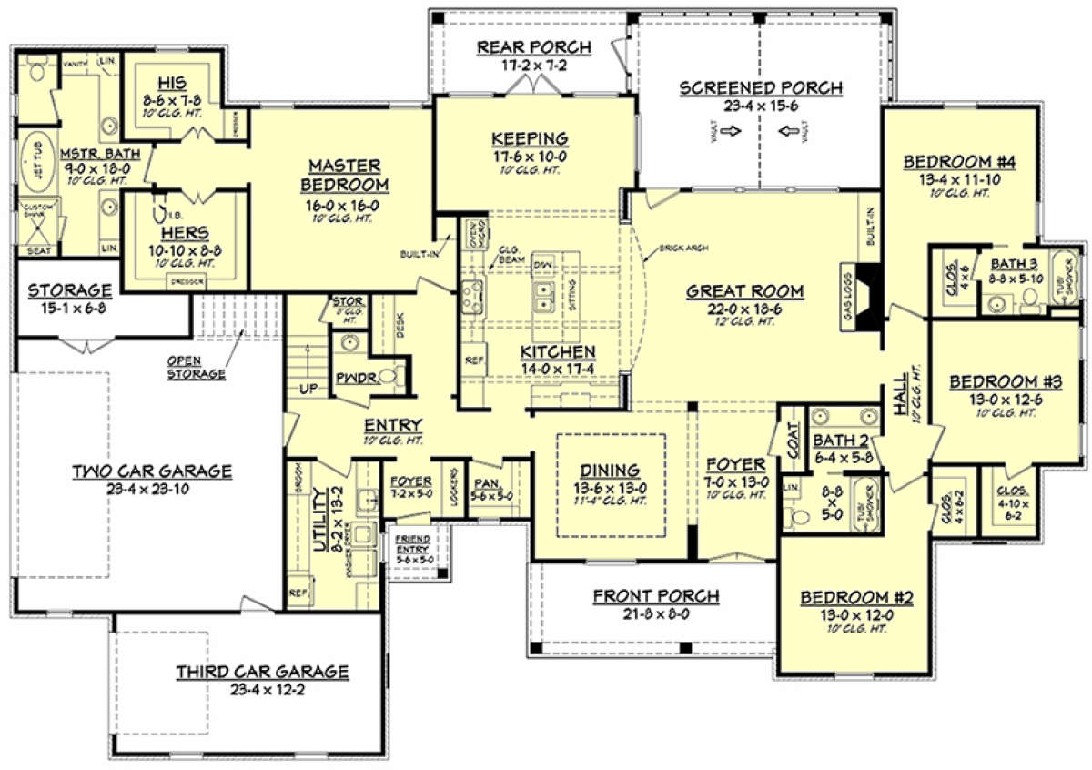 Main Floor Plan for House Plan #041-00128
