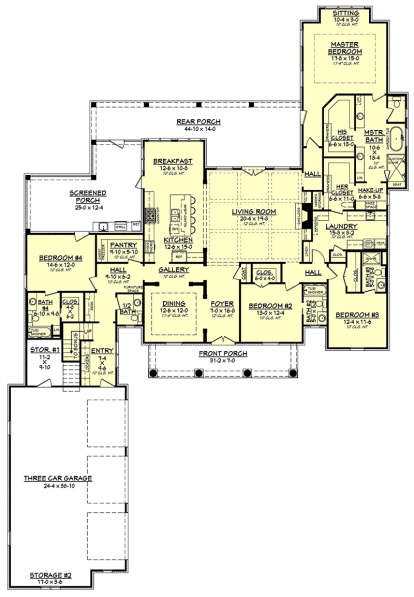 Main Floor Plan for House Plan #041-00129