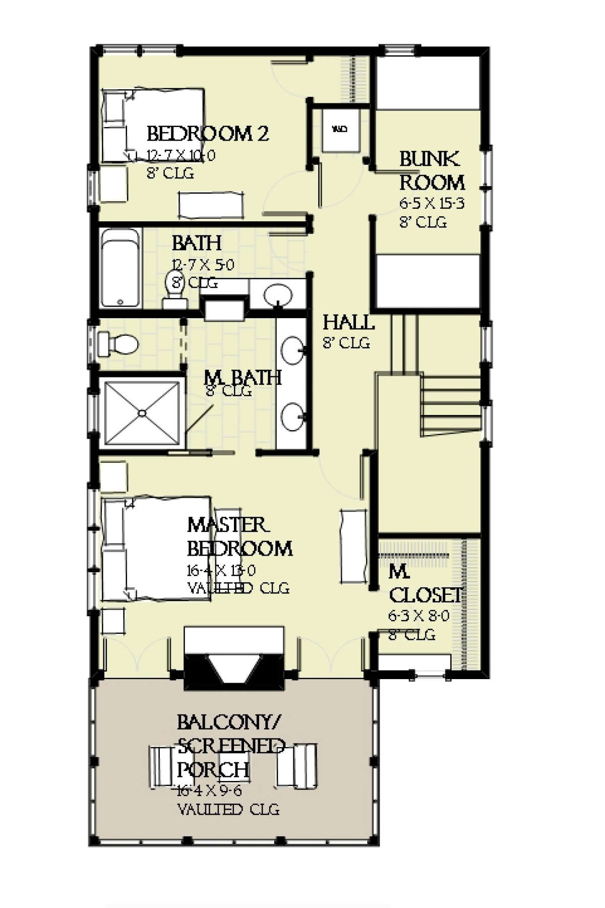 Upper Floor Plan for House Plan #1637-00120