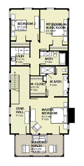 Upper Floor Plan for House Plan #1637-00121