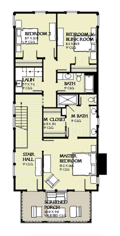 Upper Floor Plan for House Plan #1637-00121