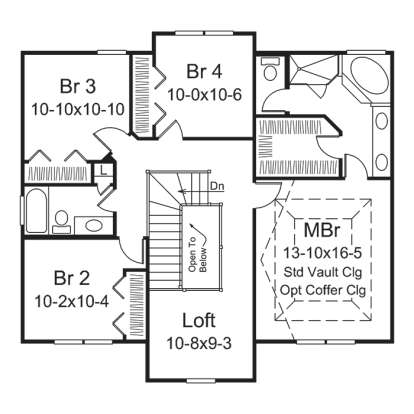 Upper Floor Plan for House Plan #5633-00283